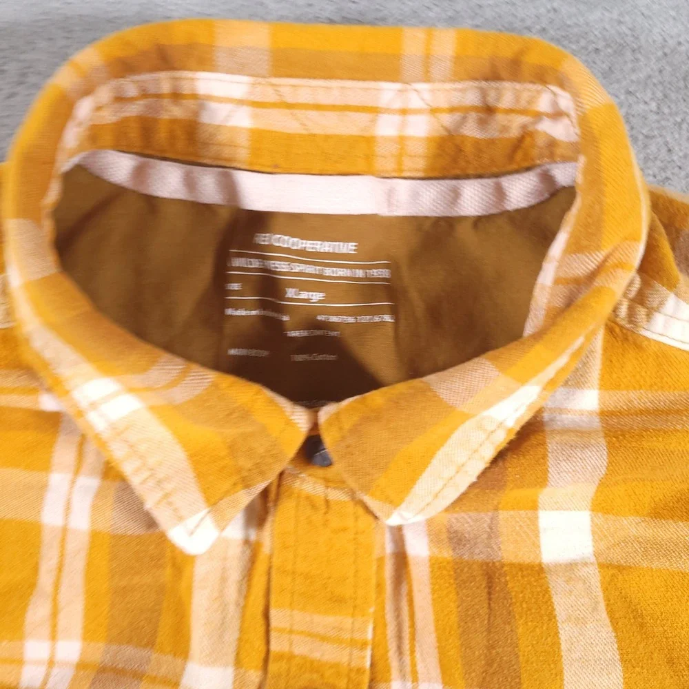 REI Co-op Shirt Womens XL Yellow Plaid Flannel Button Up Long Sleeve Outdoor